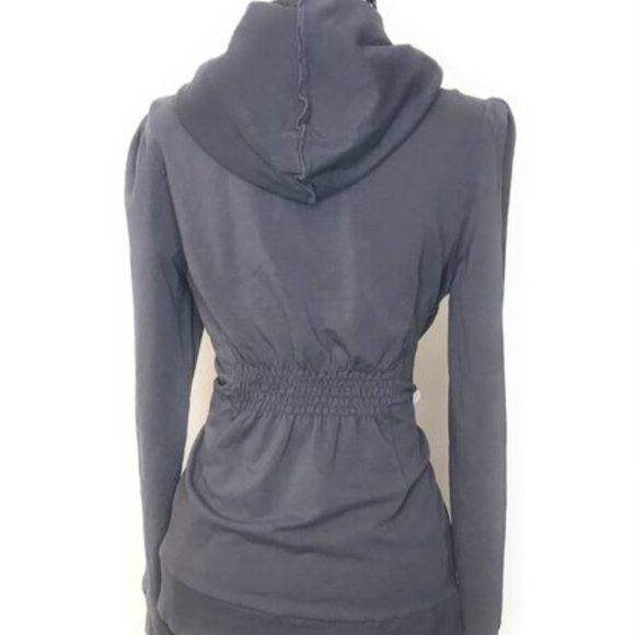 SEVEN7 Women's Size Small Gray Embellished Gold Crown Zipped Hoodie Jack… - Picture 5 of 6